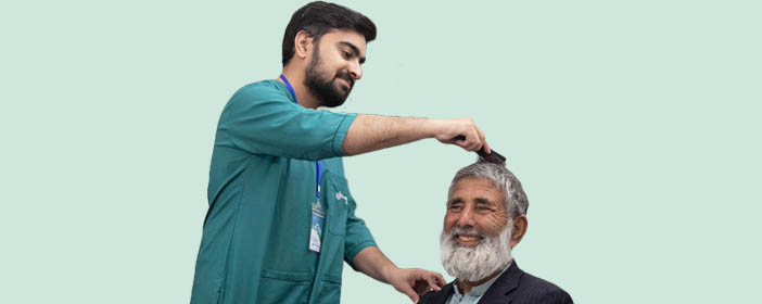 Caregiver assisting the patient