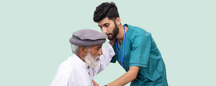 Caregiver assisting the patient