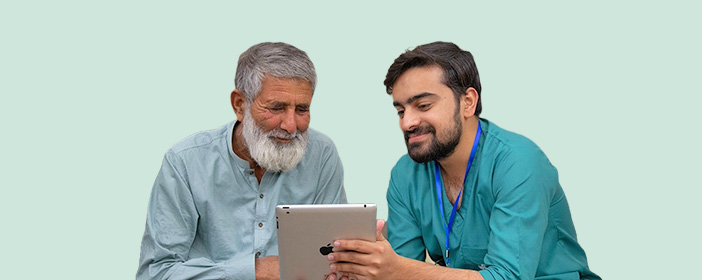 Caregiver with patient